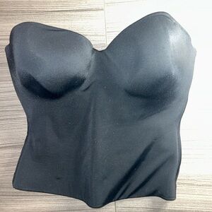 Strapless Bustier Corset Top Black 38D Longline Bra
